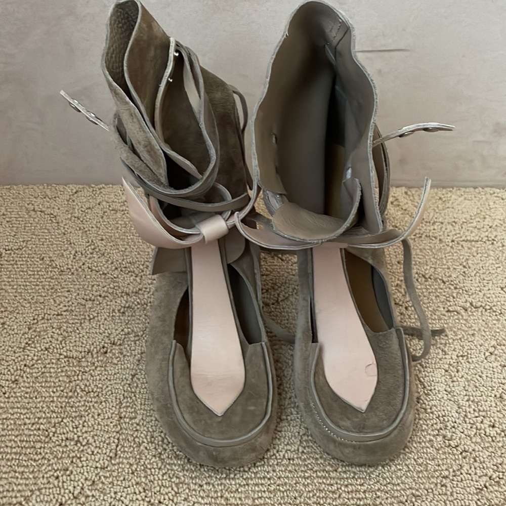 isabel marant Milla tie cut out leather suede loafer ankle boot bootie 38 7.5-8 - Picture 2 of 13